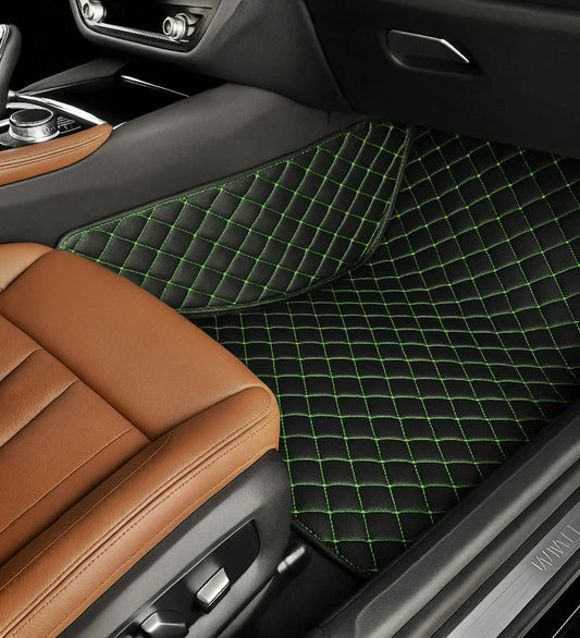 Diamond Series - Black with Green Stitching