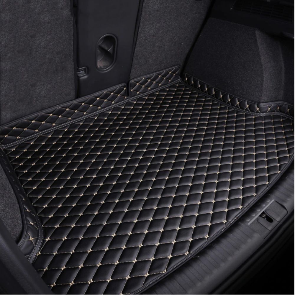 Base Trunk Mat - Black with Beige Stitching