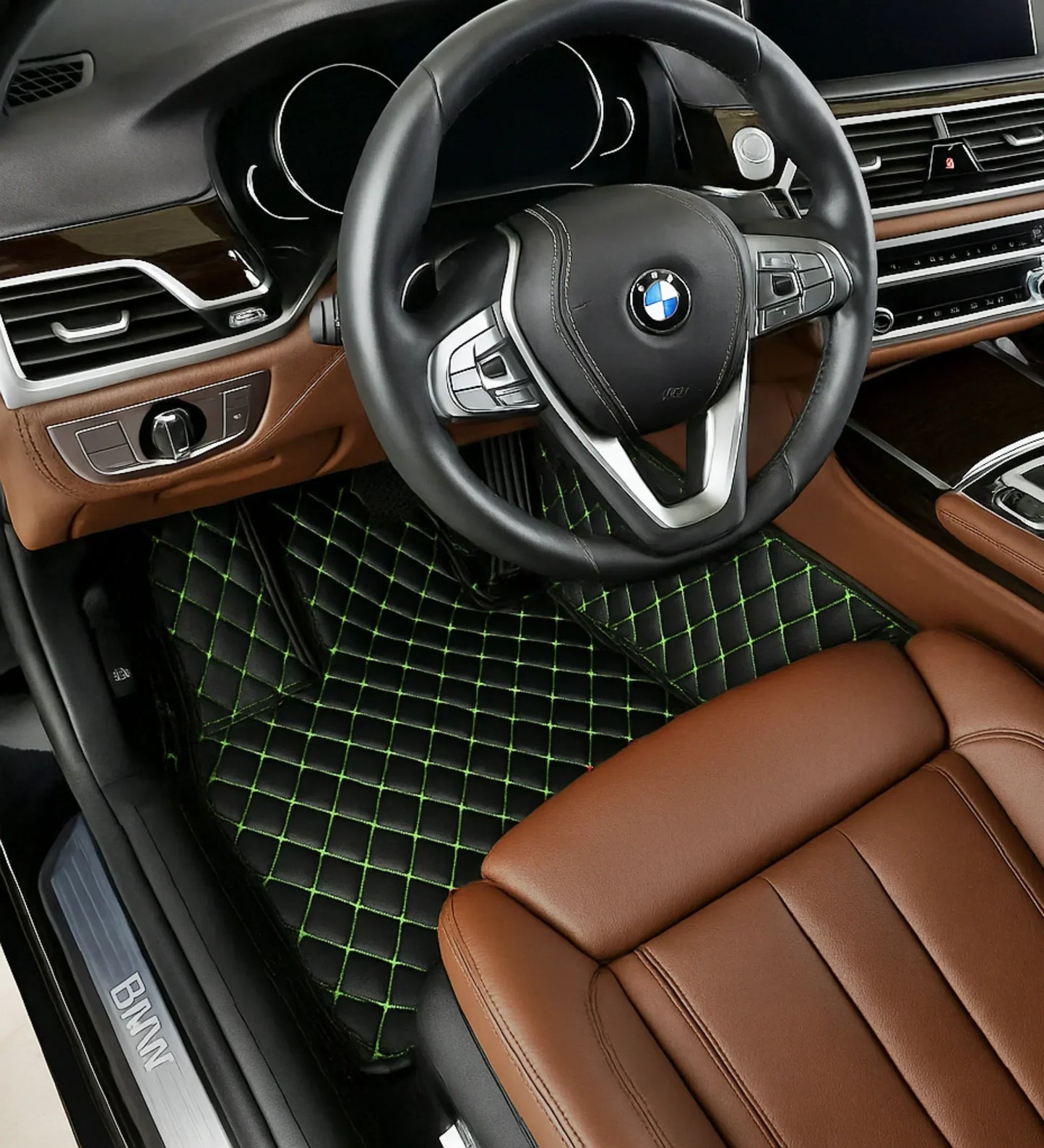 Diamond Series - Black with Green Stitching