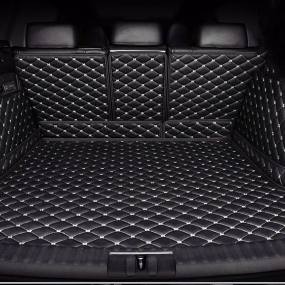 3D Trunk Mat - Black with White Stitching