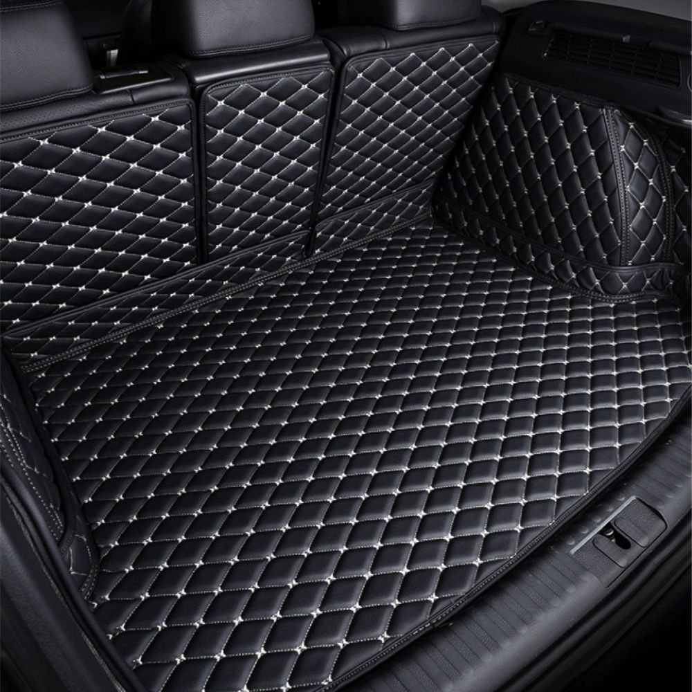 3D Trunk Mat - Black with White Stitching