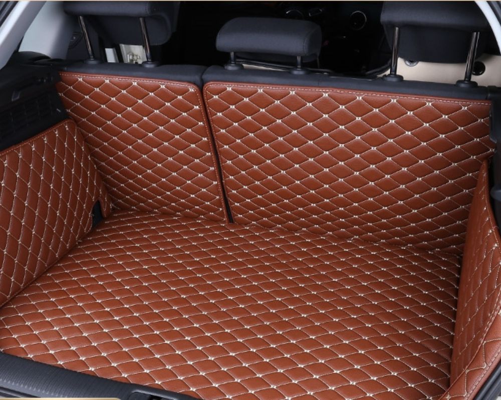 3D Trunk Mat - Brown with Beige Stitching