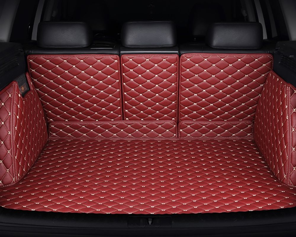 3D Trunk Mat - Crimson with Beige Stitching